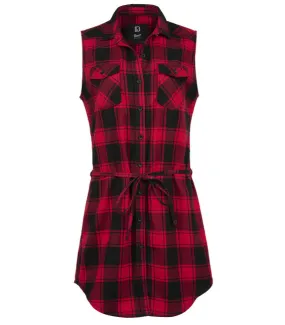 Chemise longue femme Gracey Brandit Noire et rouge