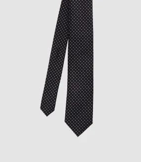 Cravate micro motif 7 cm noir MARIOB