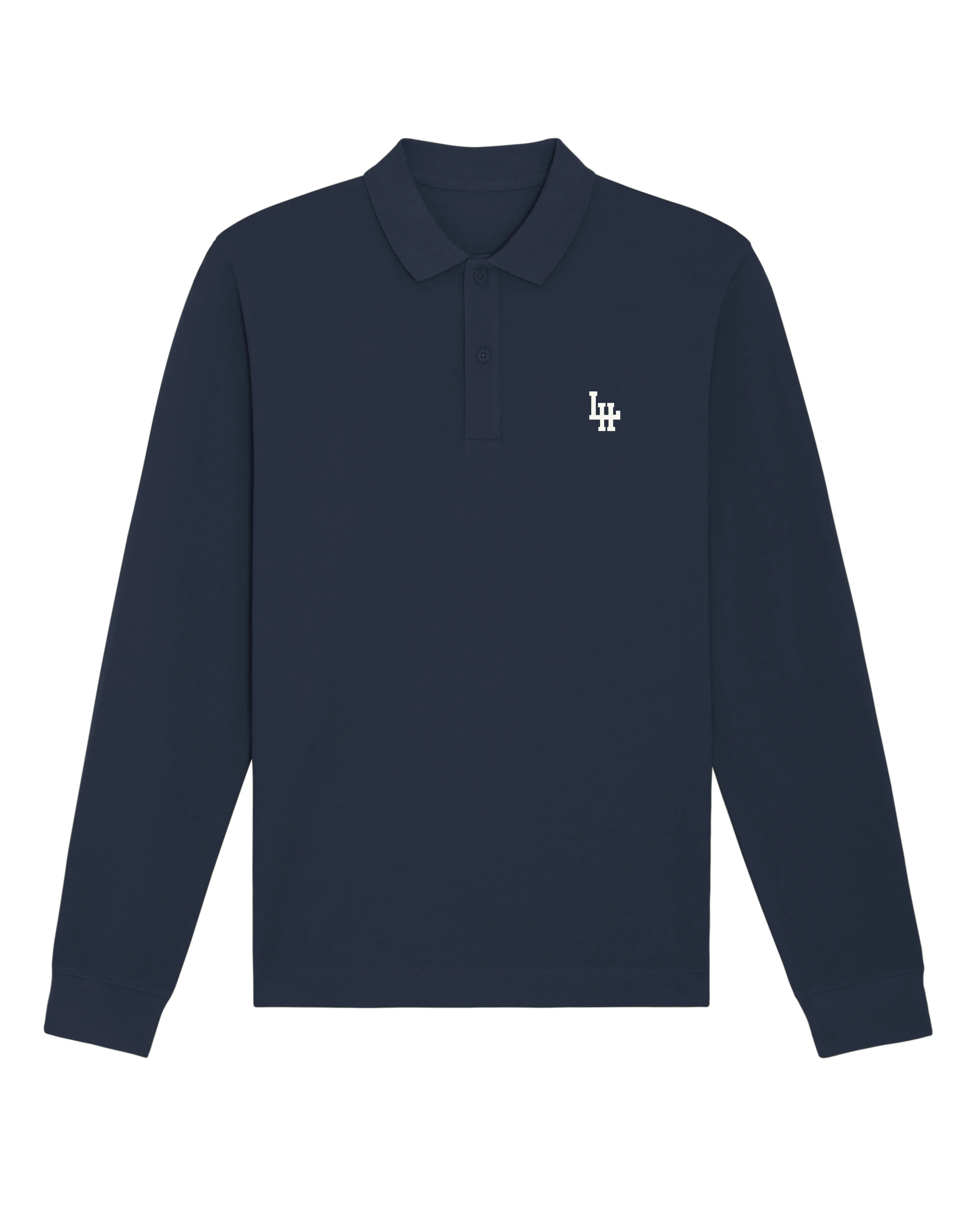 Polo ML Bio LH Marine (Blanc brodé)